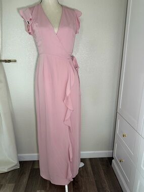 Style State‎ Blush Pink Wrap Maxi Dress with Ruffle Detail